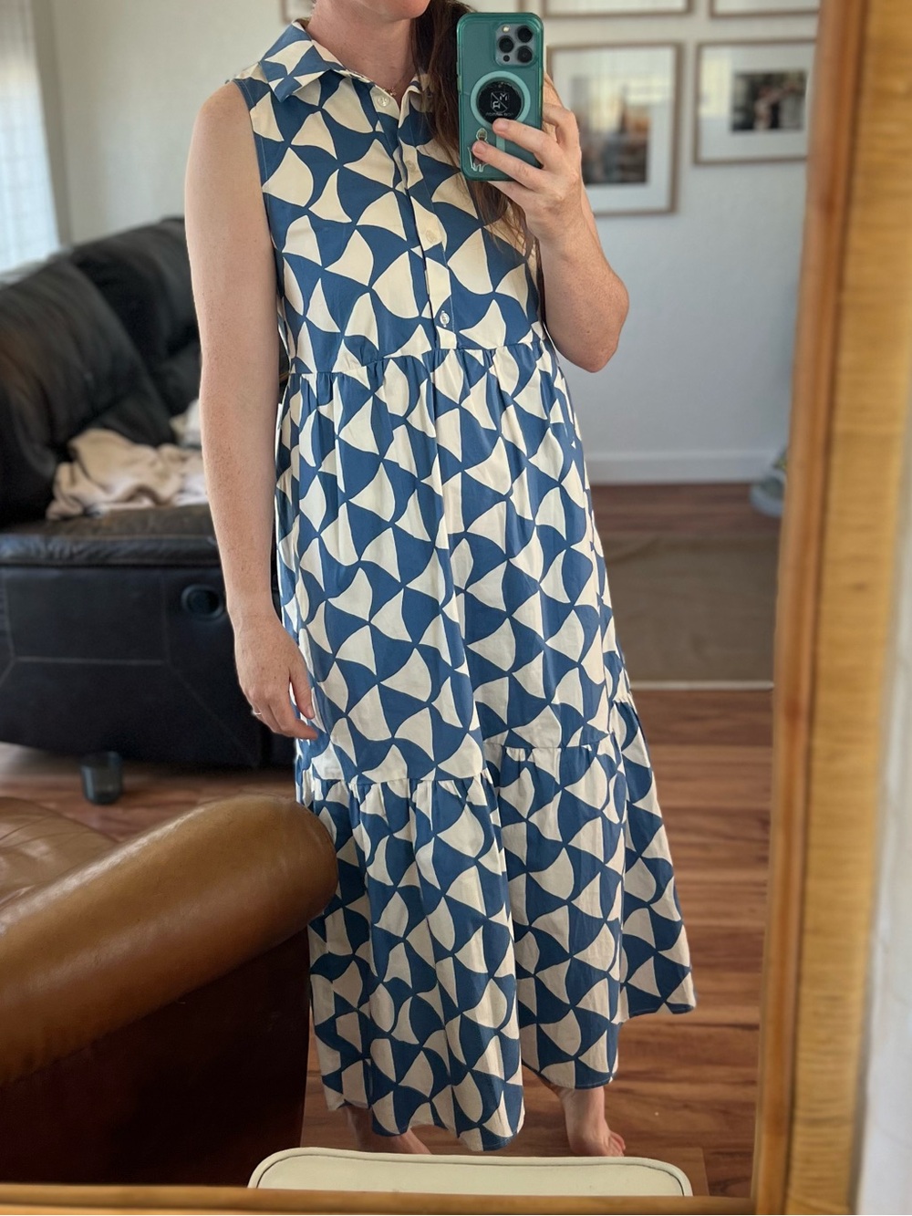 Rachel Zoe Blue Geometric Sleeveless Maxi Dress